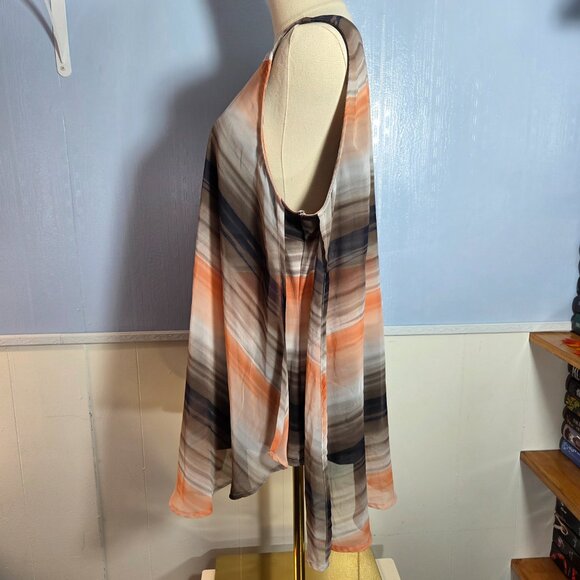 Roz & Ali Woman 1X Layered Flowy Sleeveless Casual Dressy Tank Blouse - Picture 6 of 9